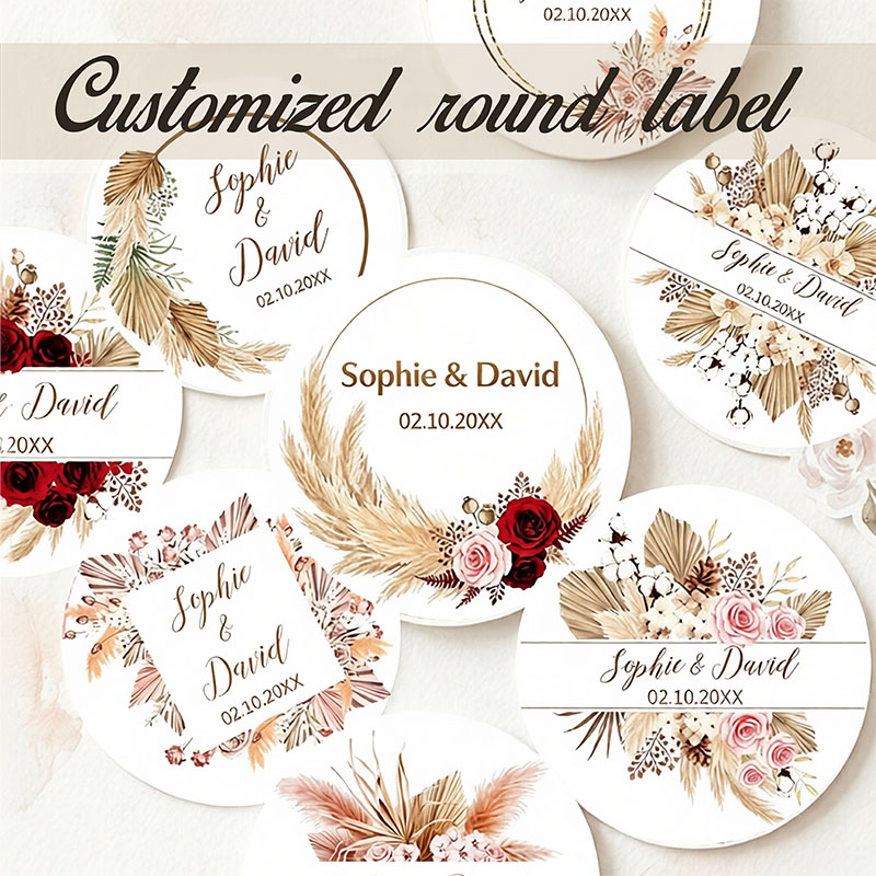 Pampas Grass Decor - Pegatinas Personalizadas para Boda con Diseño