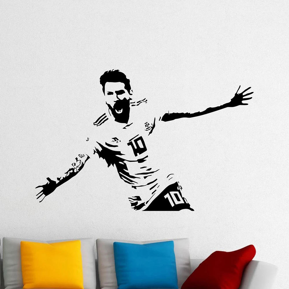 Home Decor Indonesia - Calcomanía de pared Messi, pegatina de