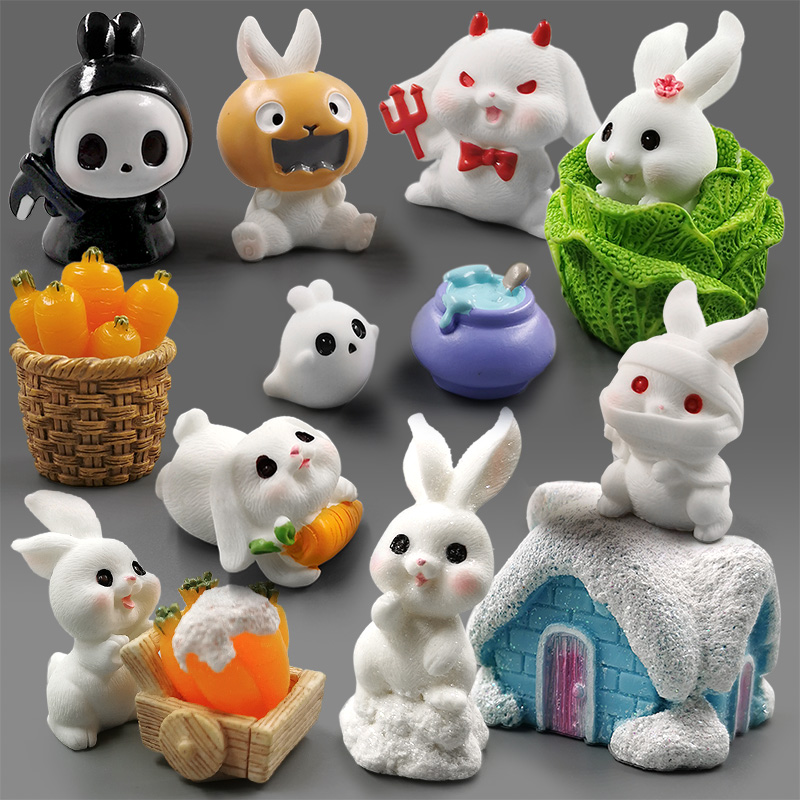 Home Decor Za - Figura de conejo blanco para Halloween,