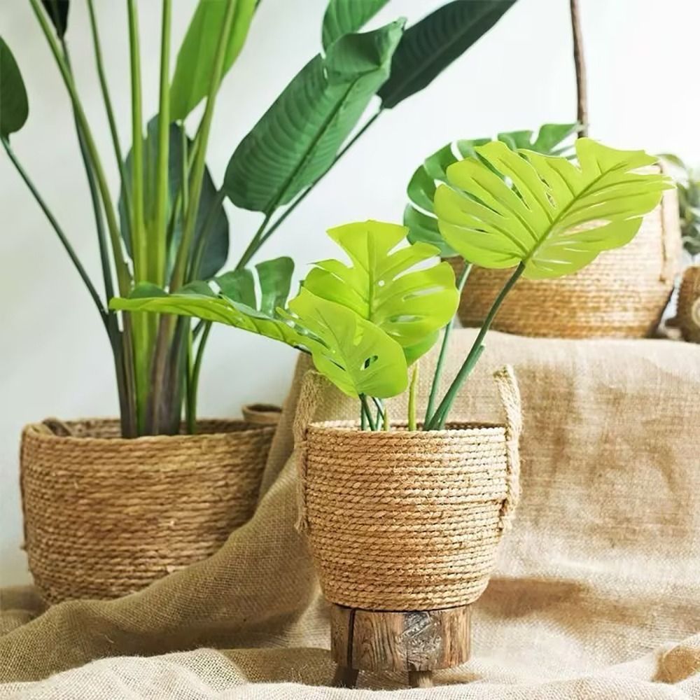 Rattan Plant Basket - 1 Uds. Para terrazas de jardín,