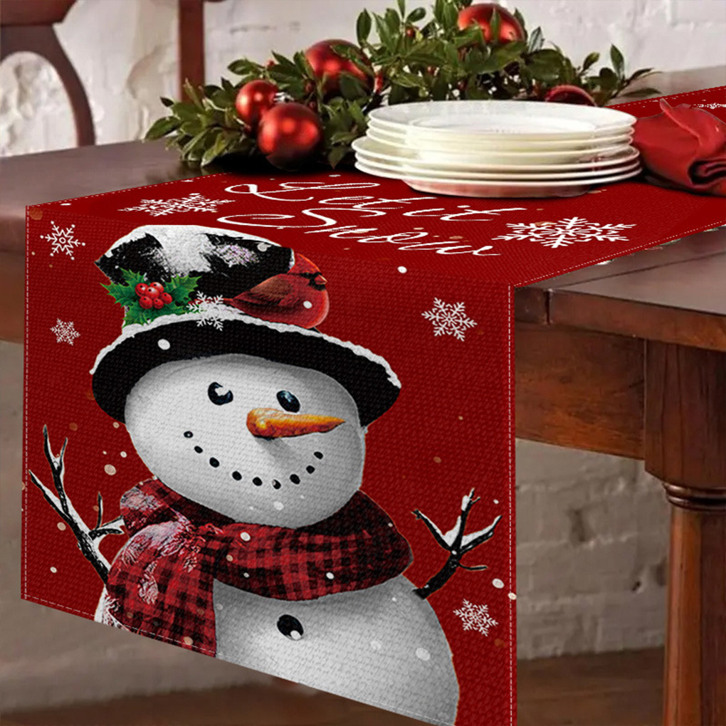 Camino de mesa navideño floral - Linen Table Runner reseña y precio