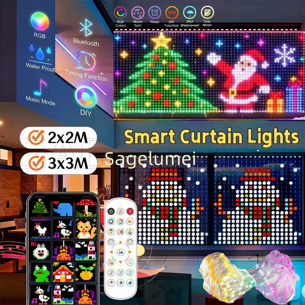 1.6M-3M Cortina de luces LED i - Home Decor Free App reseña y precio